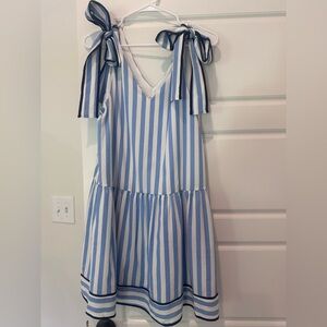 Entro Blue and White Striped Dress